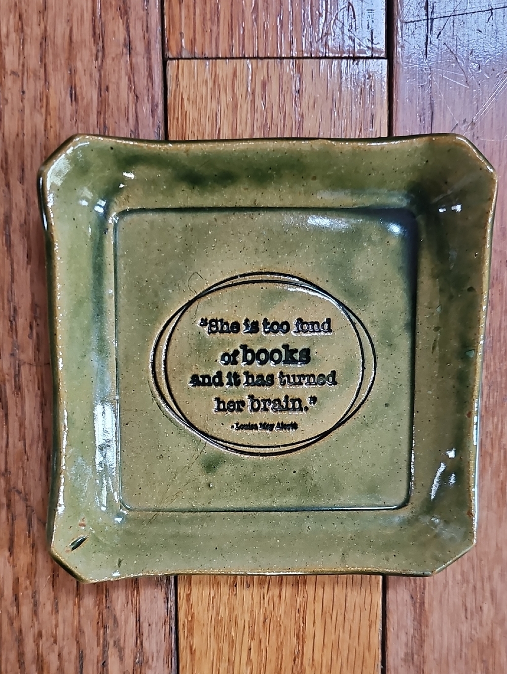 Green Ceramic Book Quote Trinket Tray - Unbranded, Louisa May Alcott